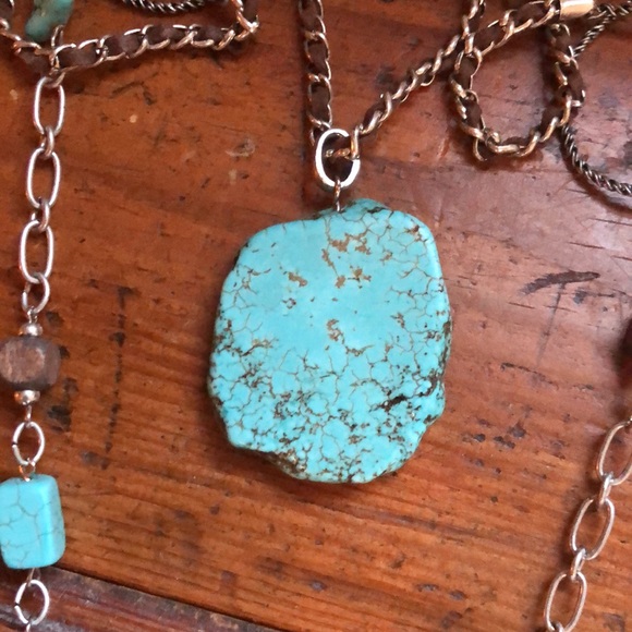 Vintage CHICOs Dual Layer Authentic Turquoise Suede Maxi Statement Necklace - Picture 11 of 16